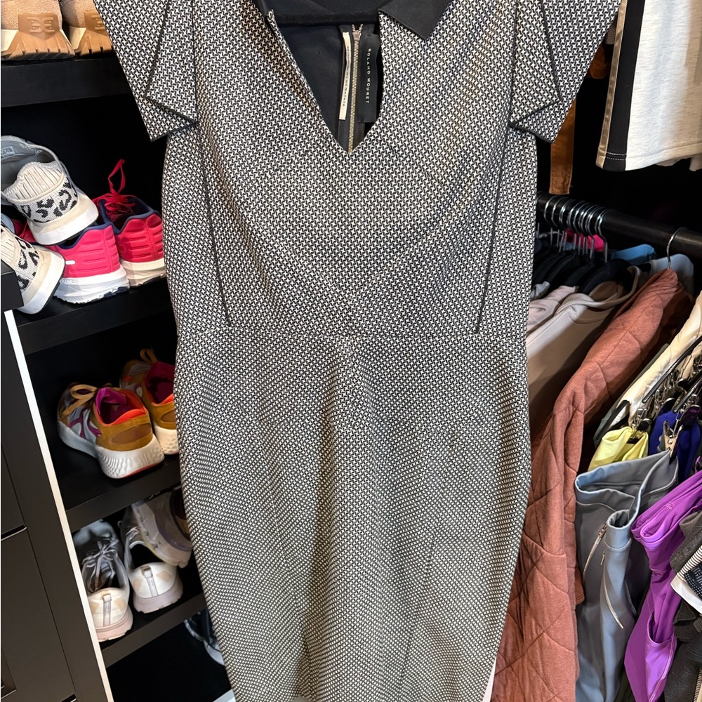 Roland Mouret Black and White Midi Dress